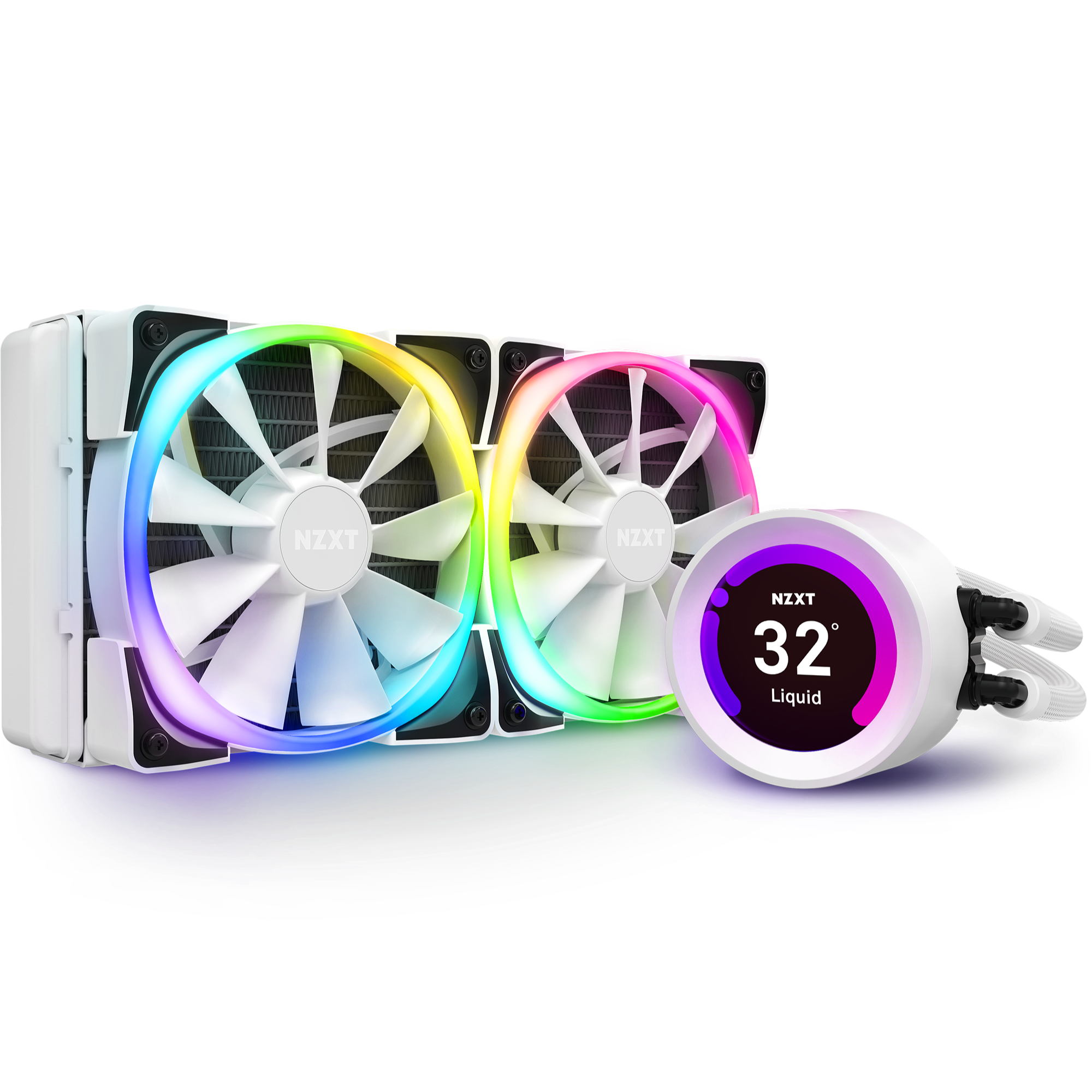 RL-KRZ53-R1 RGB-Anschluss Verbesserte Pumpe AIO RGB CPU-Flüssigkeitskühler Aer RGB 2 120mm Kühlerlüfter NZXT Kraken Z53 RGB 240mm Anpassbare LCD-Anzeige 2 im Lieferumfang 